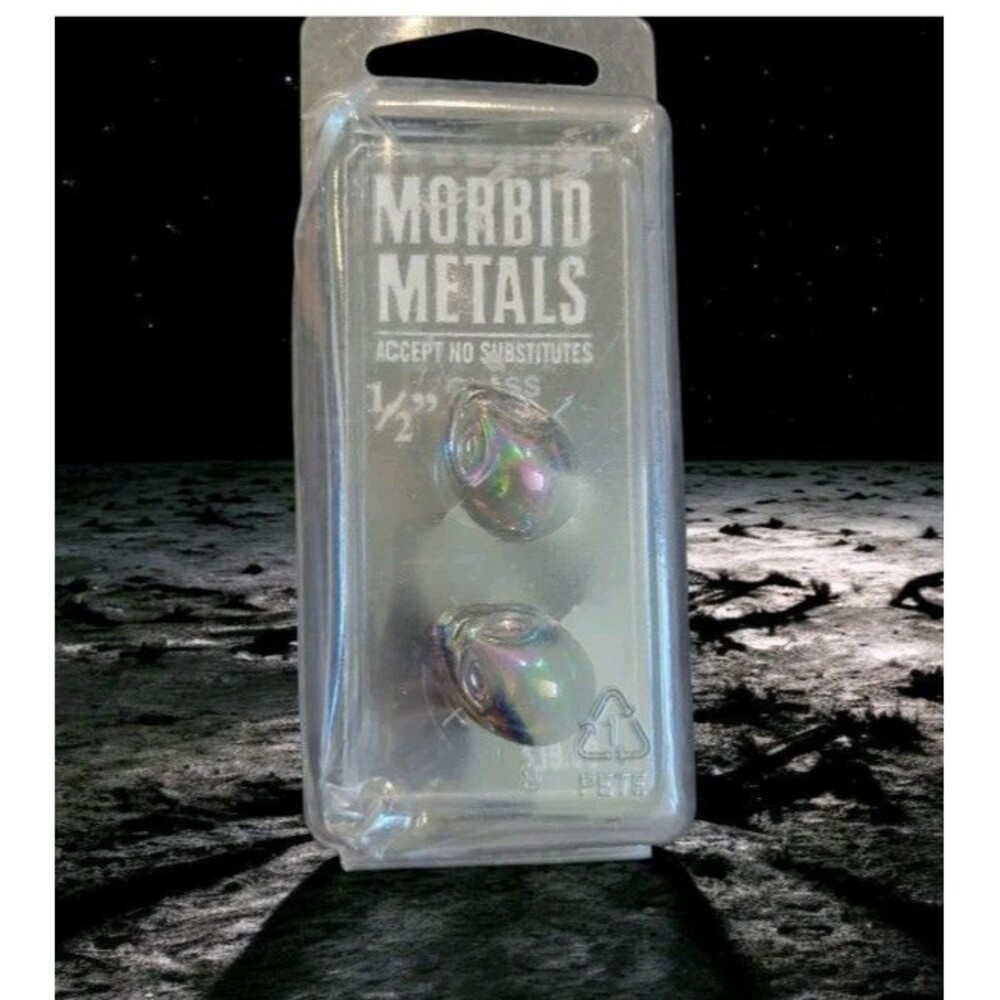 NEW Morbid Metals Oil Slick Glass Alien Heads Plugs 2pc Set 1 Pack ½ Inch